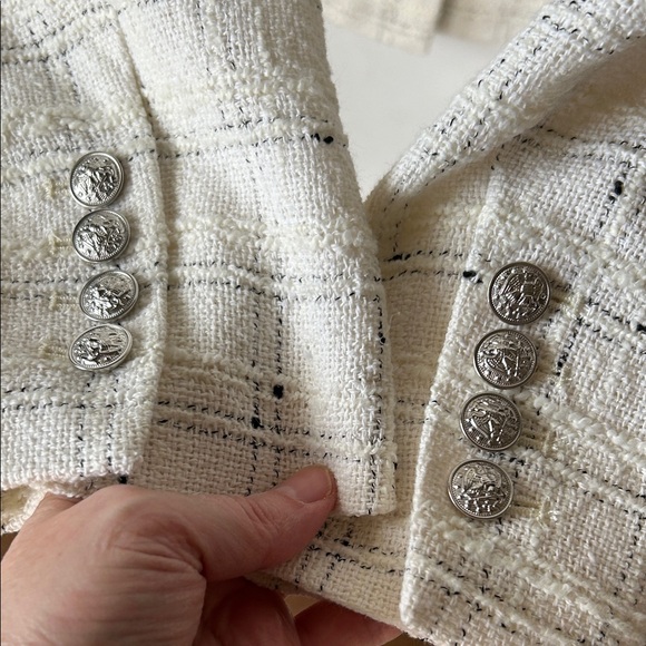GENERATION LOVE talan tweed blazer in white size S - Picture 9 of 10